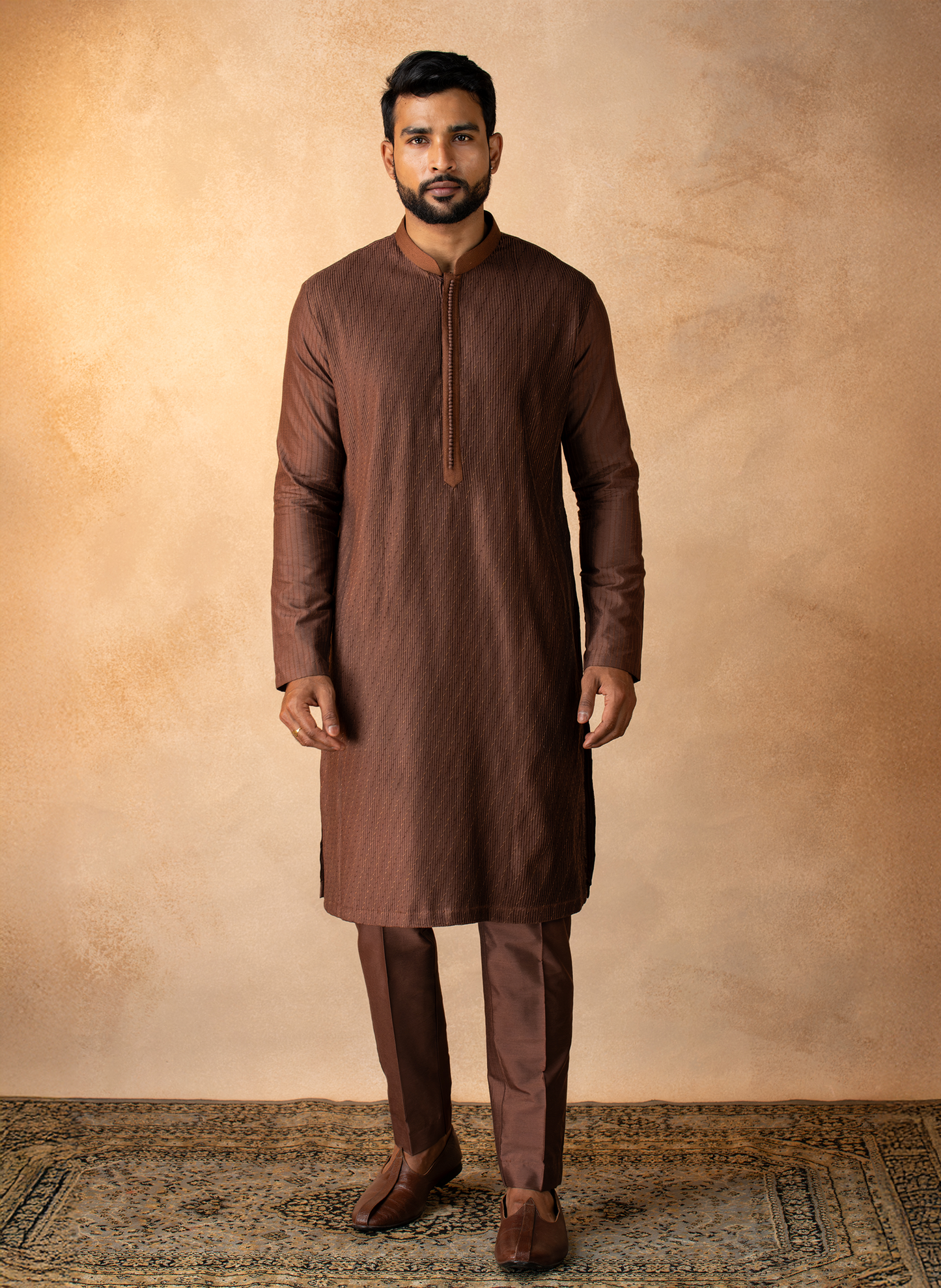 Chocolate Brown Pintuck Kurta Set