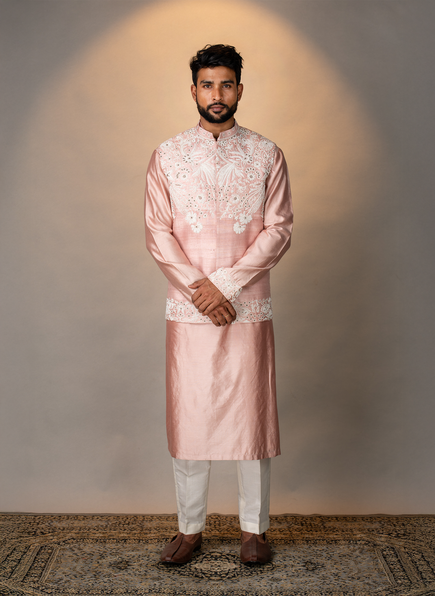 Pink Silk Jacket Set