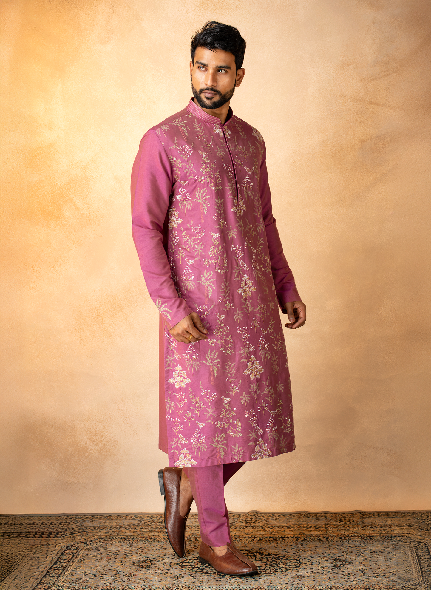 Grape Birds Embroidered Kurta set