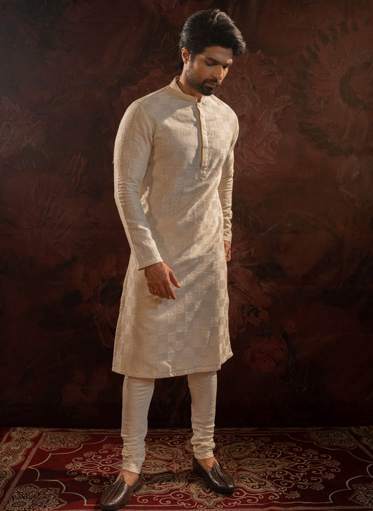 offwhite-textured-kurta-set