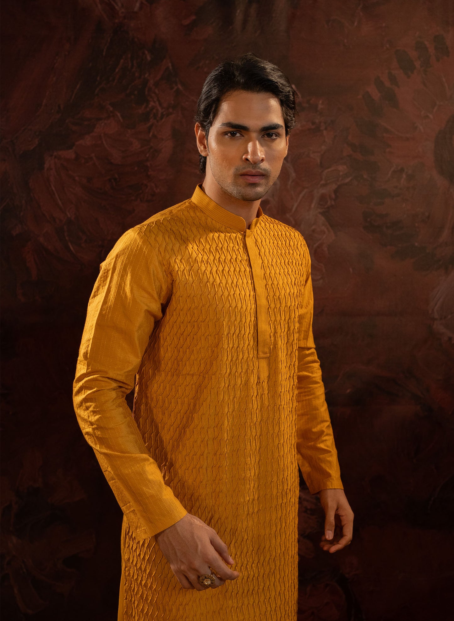 honey-yellow-pintuck-kurta-set