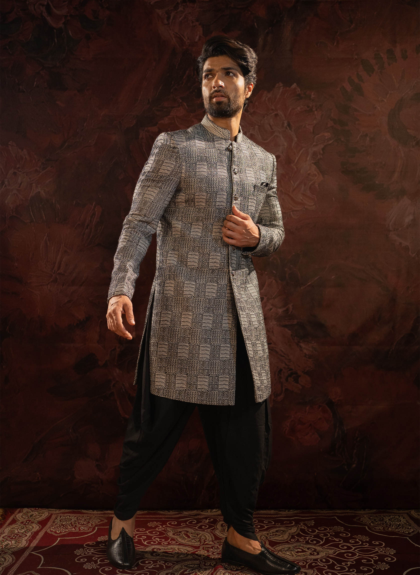 black-embroidered-bandhgala-with-cowl-pants