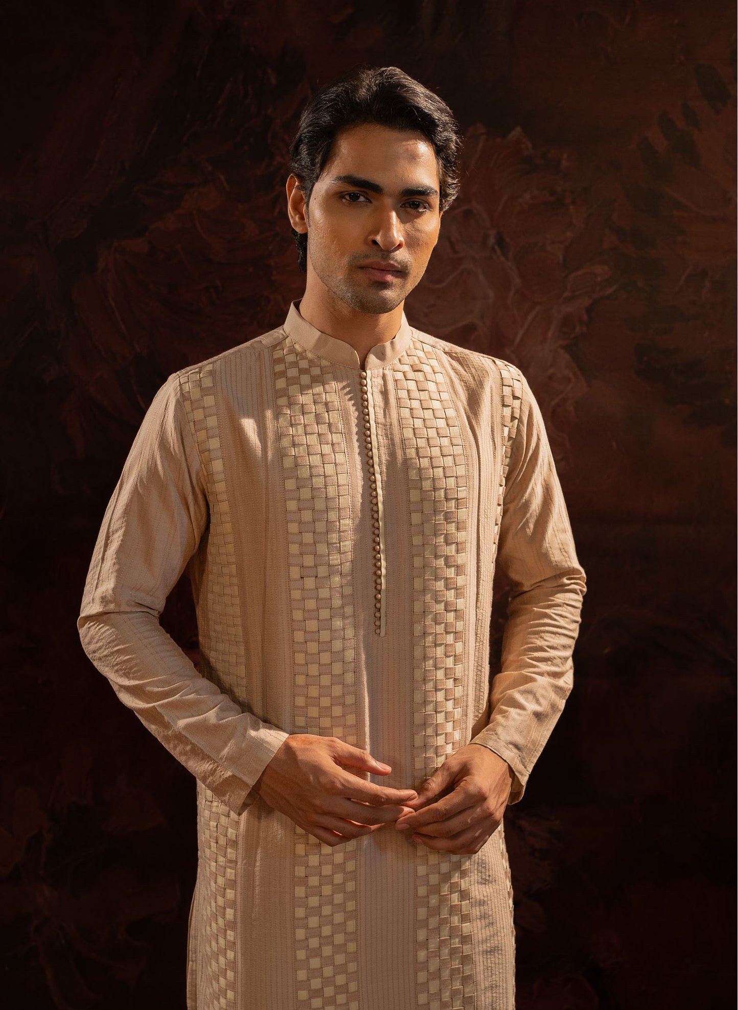 pearl-mesh-pintuck-kurta-set