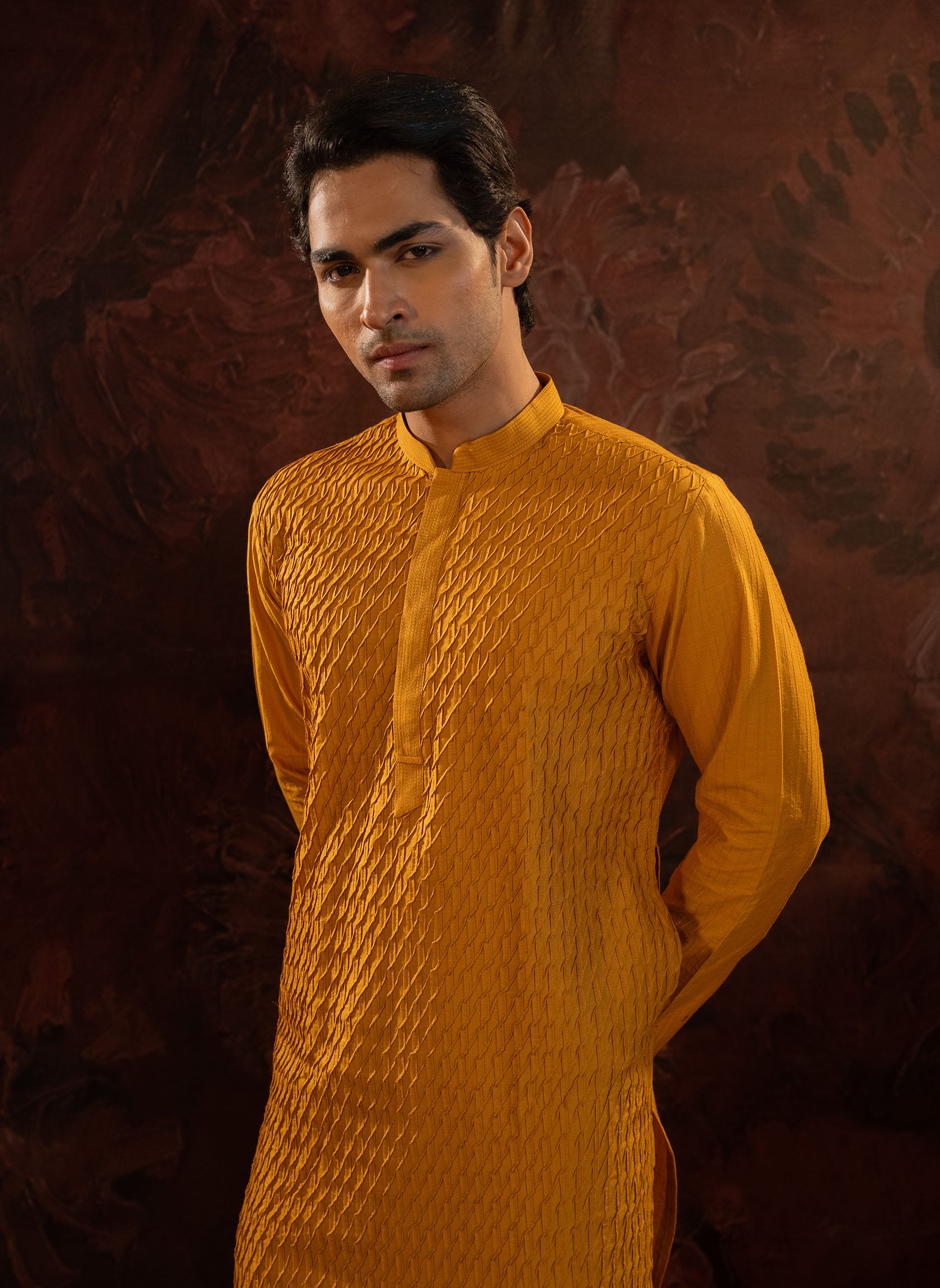honey-yellow-pintuck-kurta-set