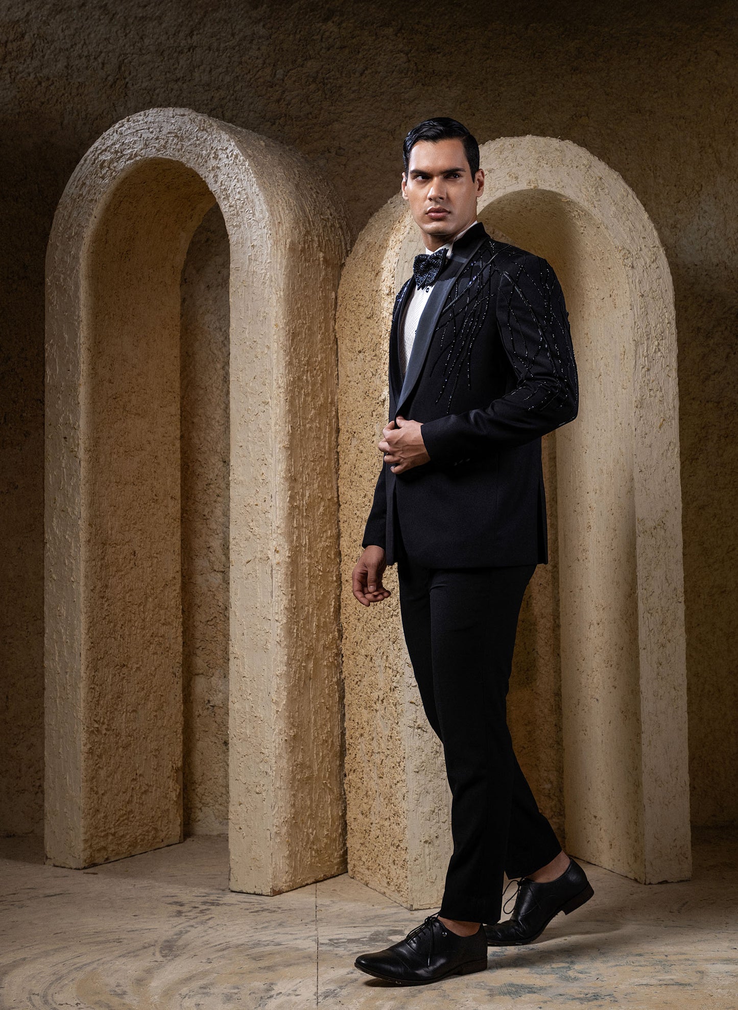 Black Wines Embellished Tuxedo
