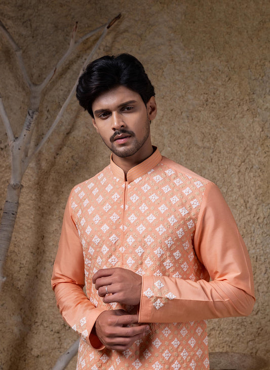 Coral Embroidered Kurta Set