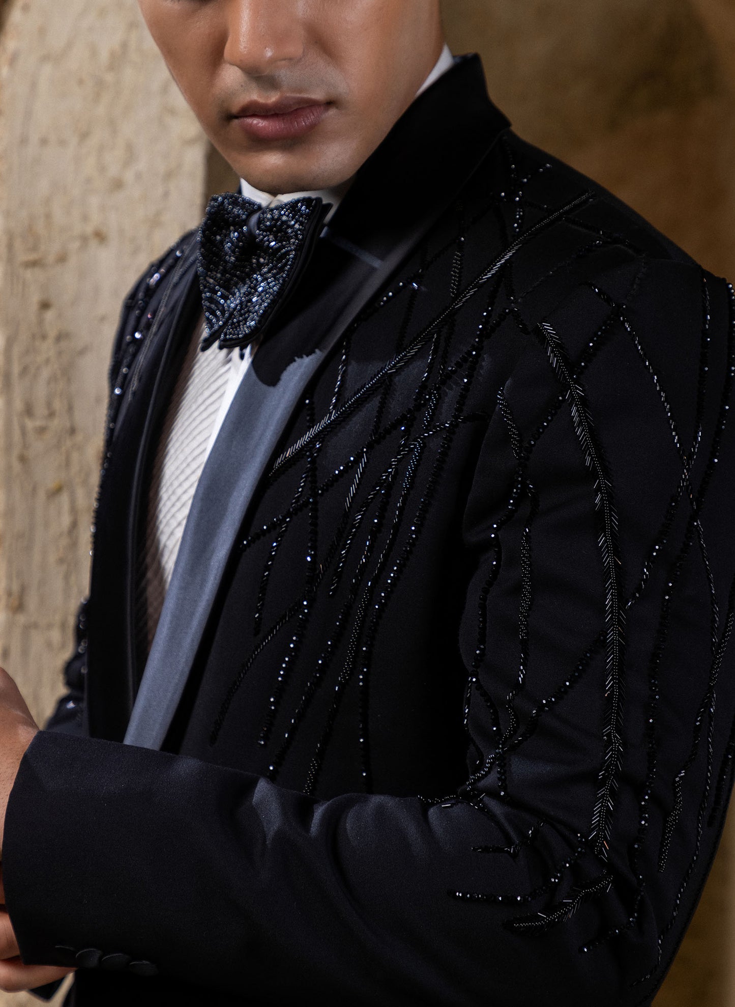 Black Wines Embellished Tuxedo