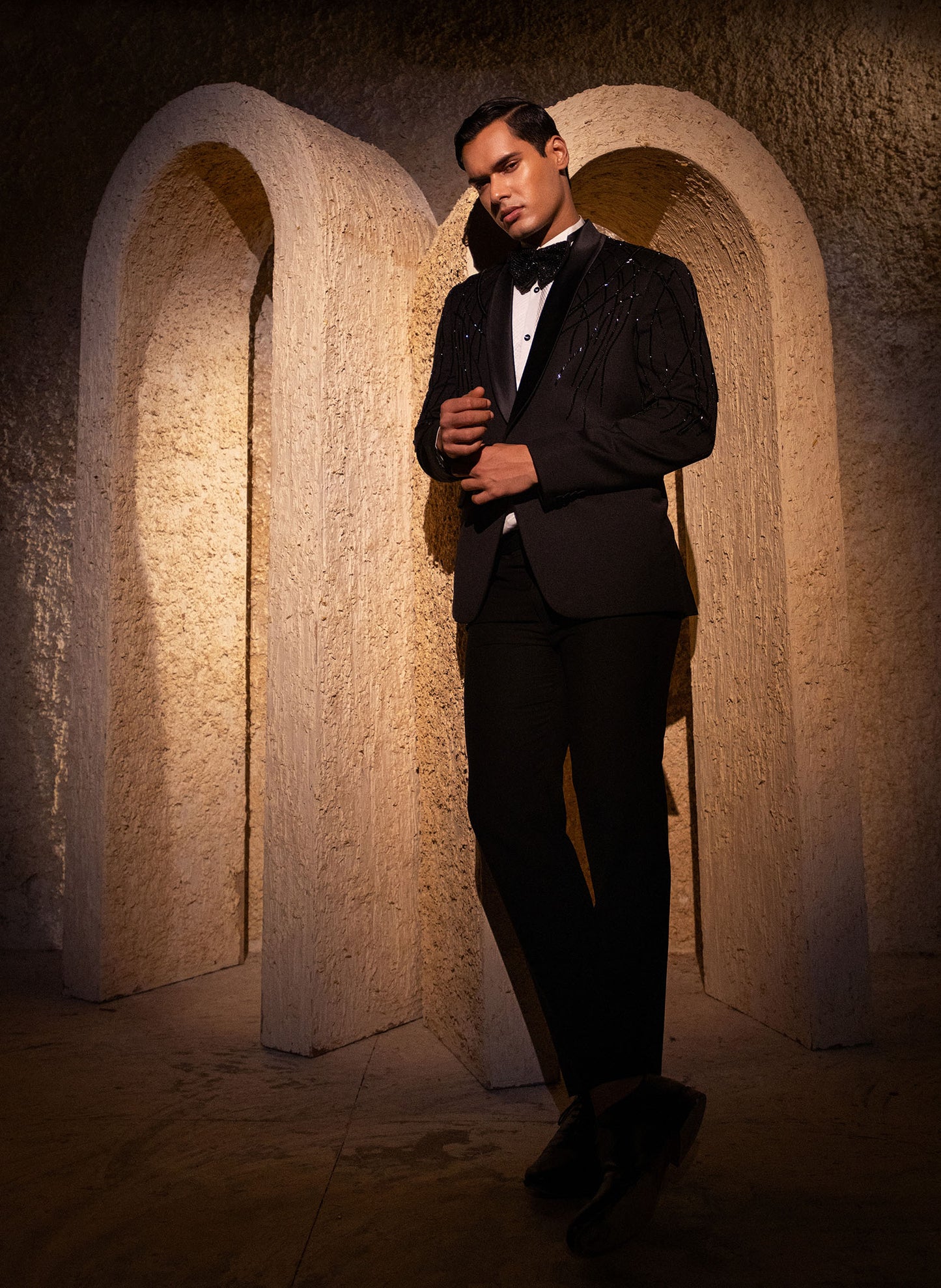 Black Wines Embellished Tuxedo