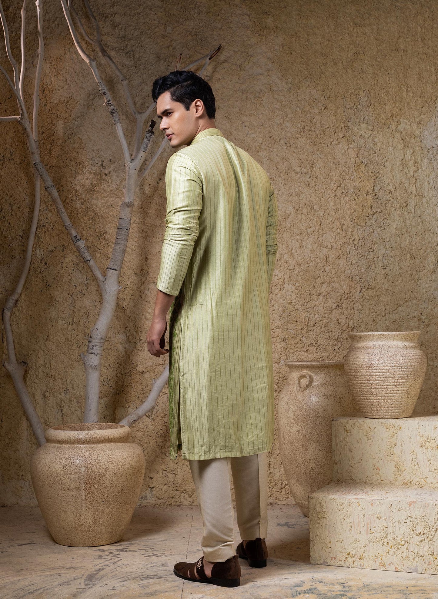 Green Embroidered Kurta Set