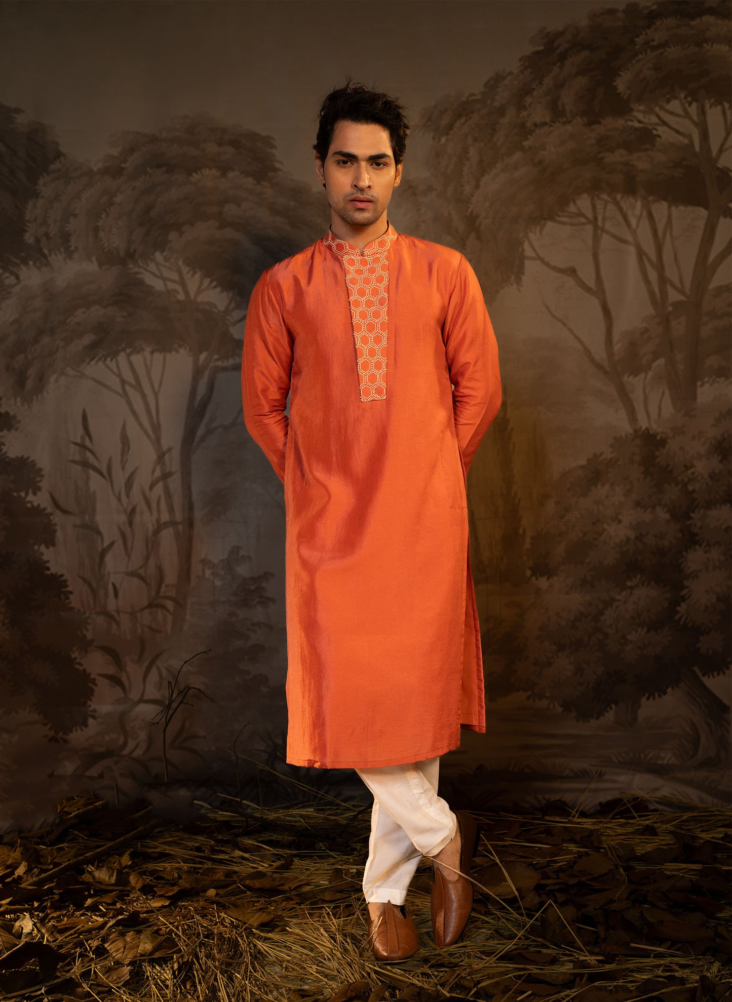 coral-french-knot-kurta-set