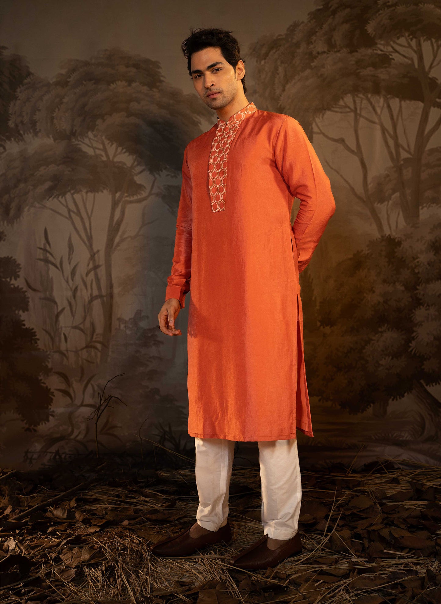 coral-french-knot-kurta-set