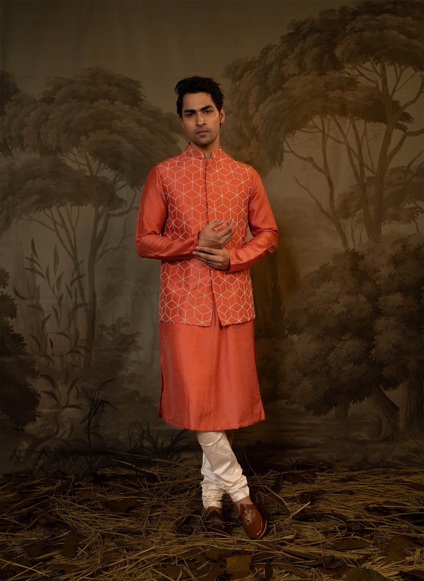 coral-french-knot-jacket-with-kurta-set