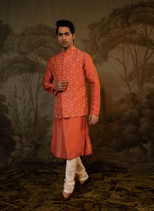 coral-french-knot-jacket-with-kurta-set