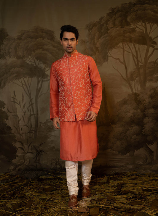 coral-french-knot-jacket-with-kurta-set