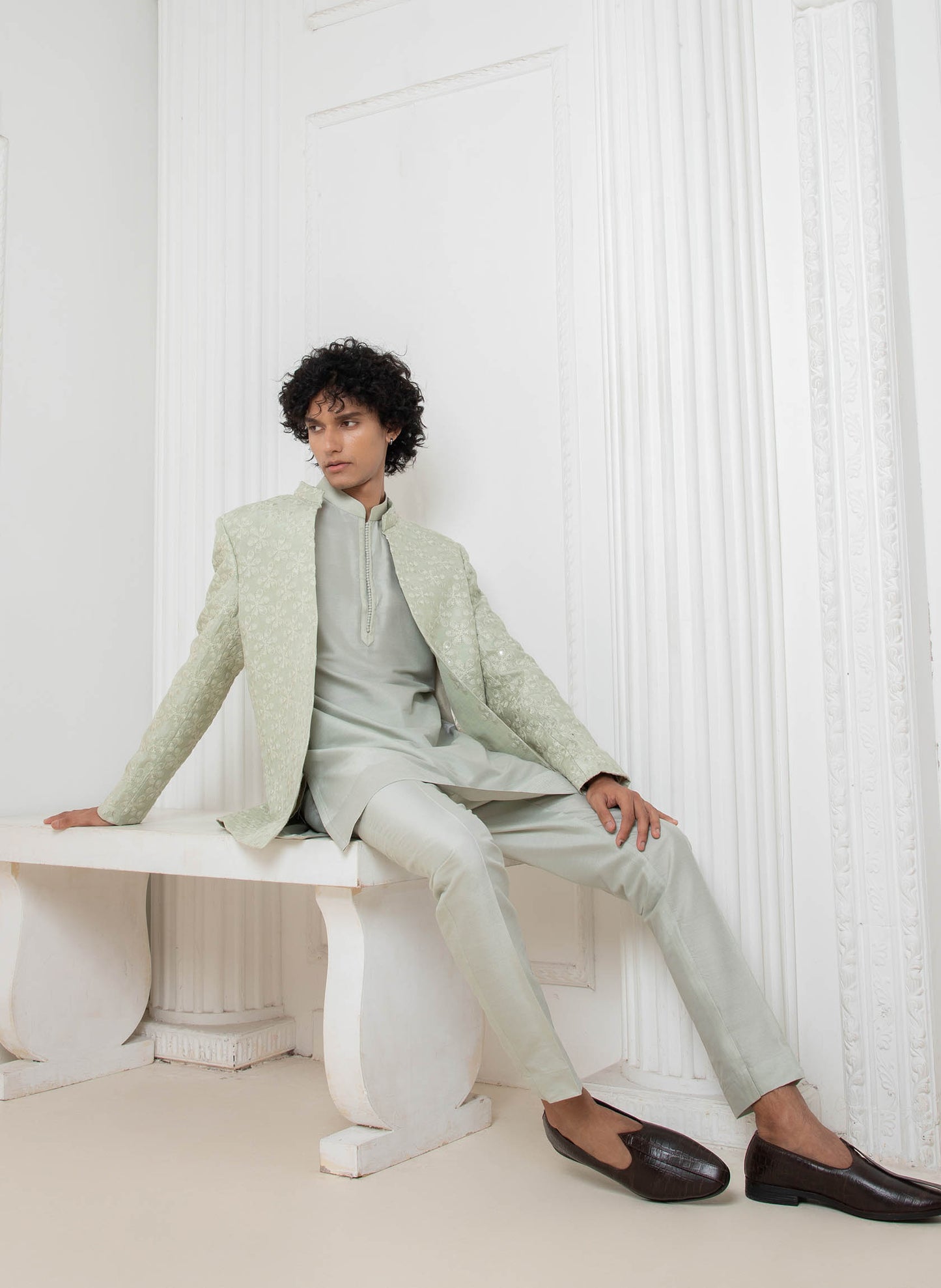 Aqua coat with Kurta Set