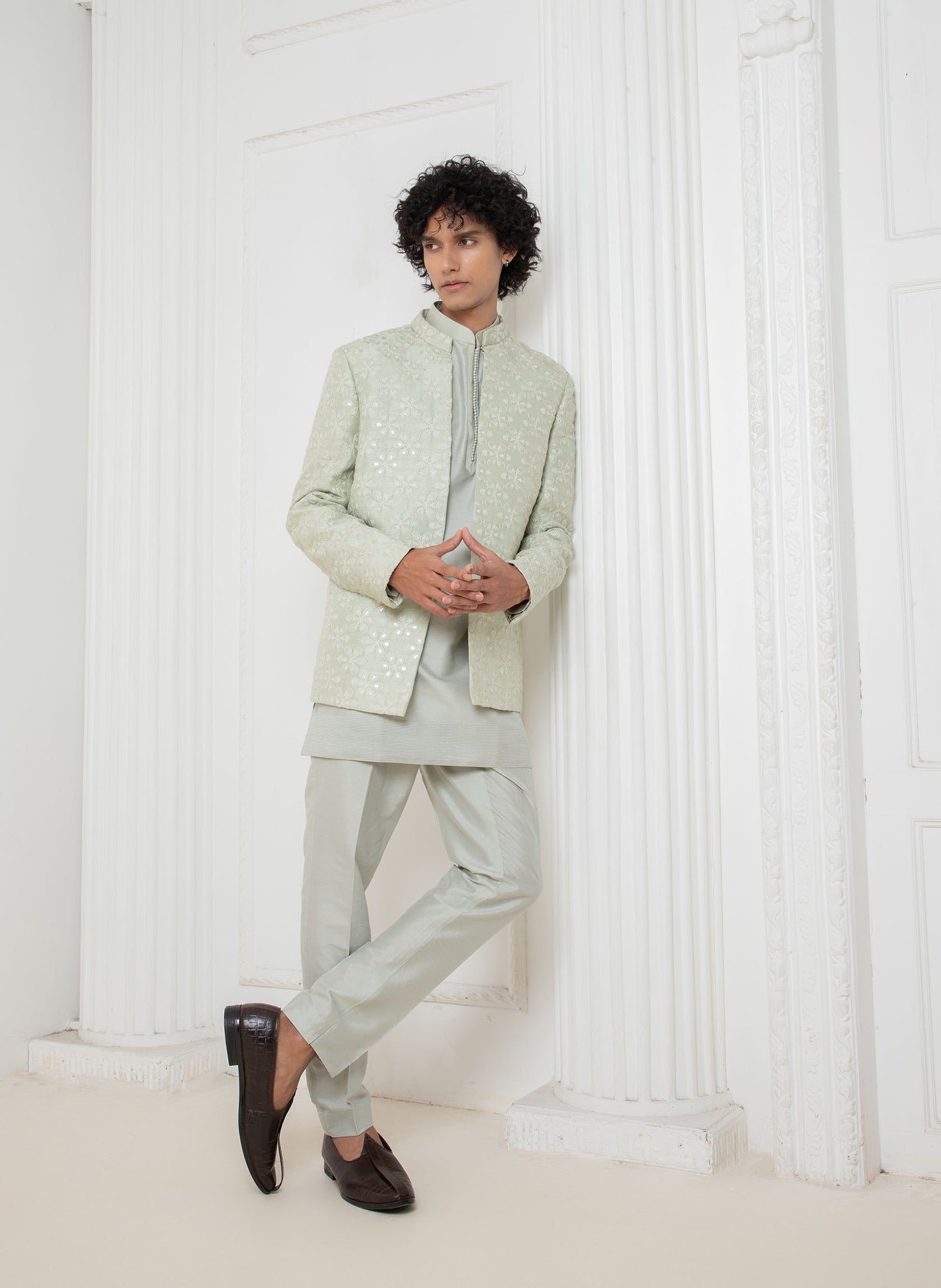 Aqua coat with Kurta Set