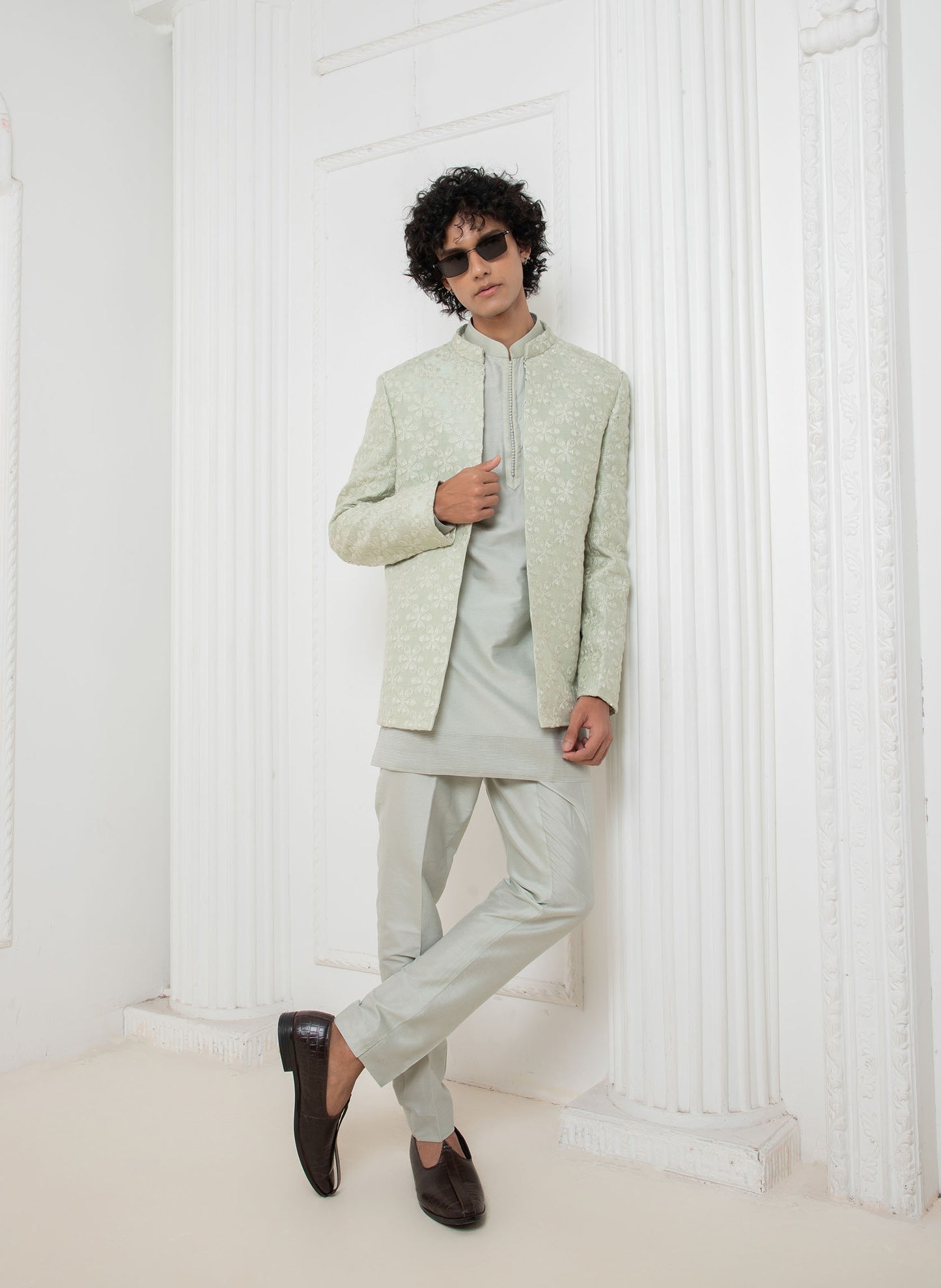 Aqua coat with Kurta Set