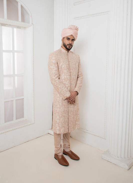 Rose Hand embroidered Sherwani