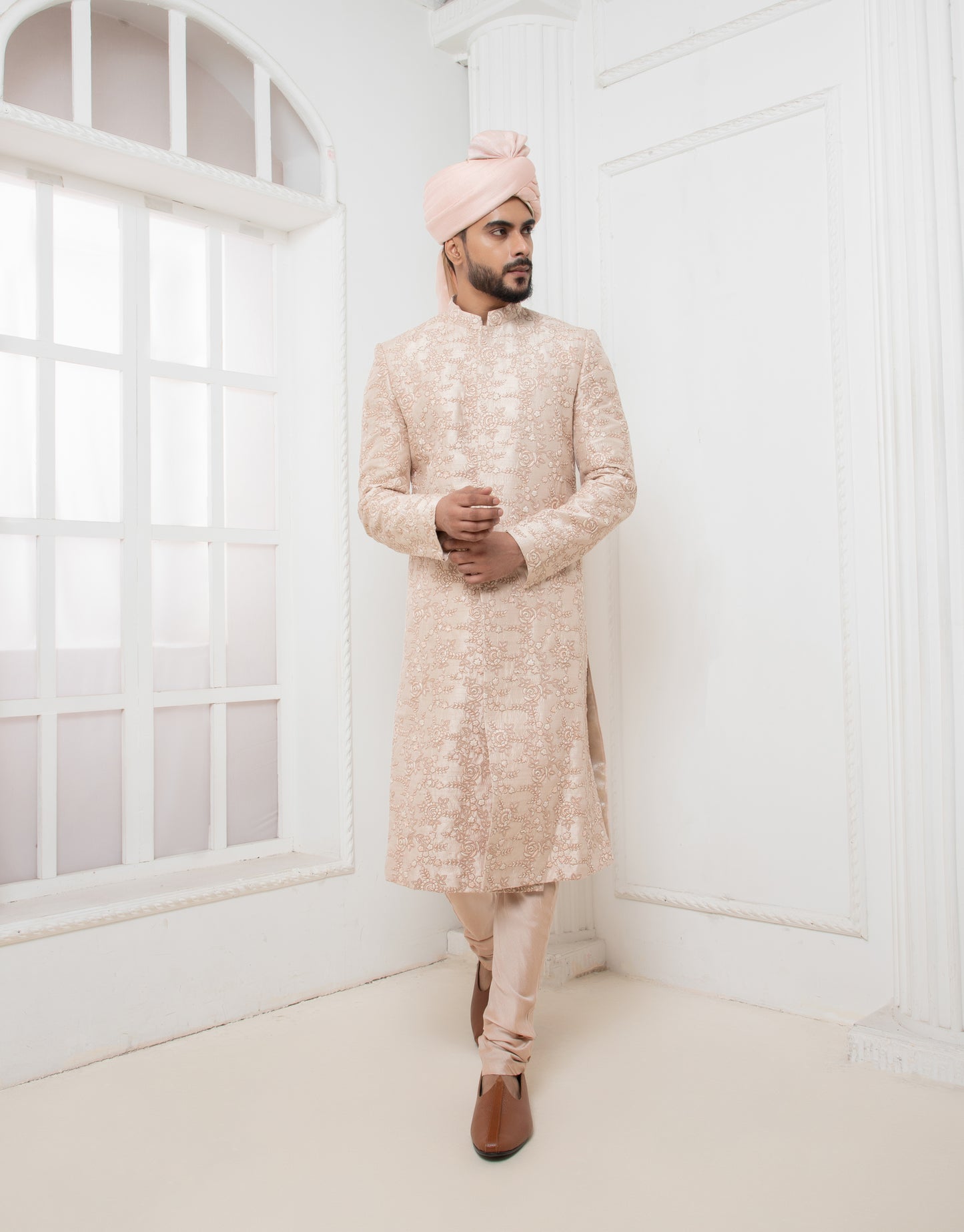 Rose Hand embroidered Sherwani