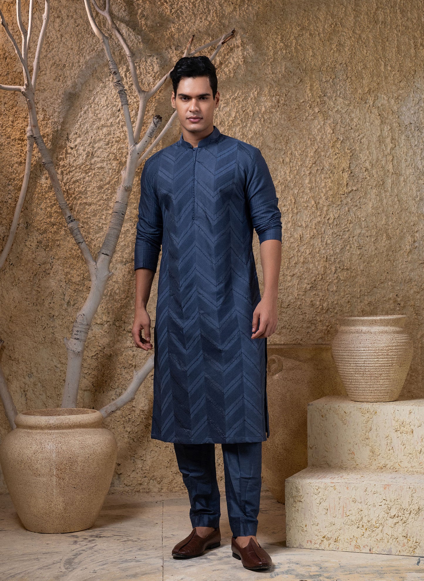 Hand Embroidered Elephant Jacket Kurta Set