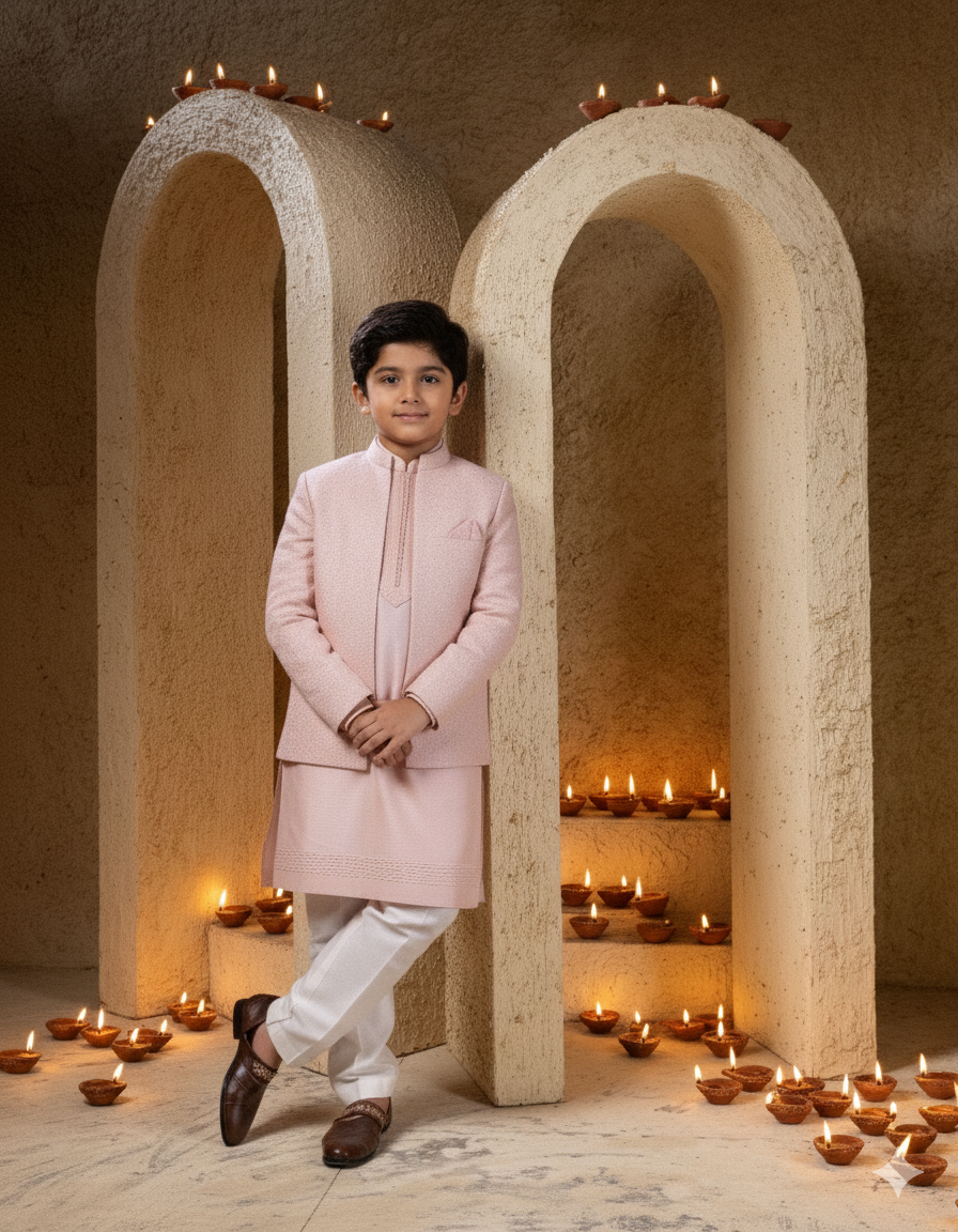 Pink Coat & Kurta Set
