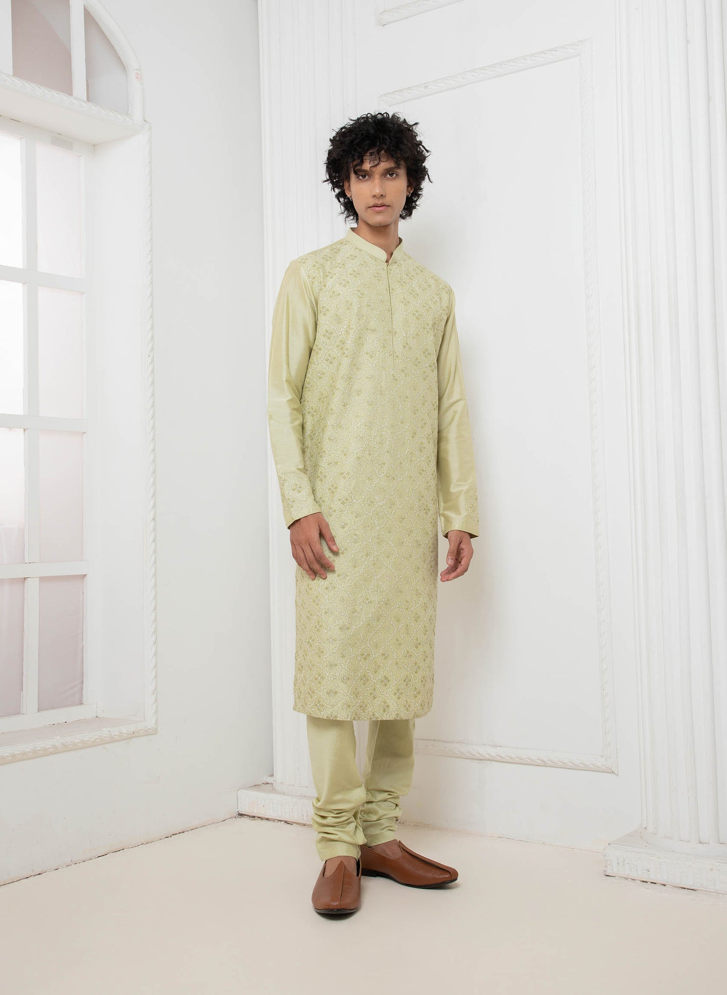 Green Embroidered Kurta set