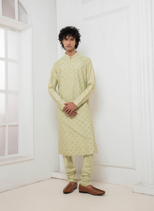 Green Embroidered Kurta set