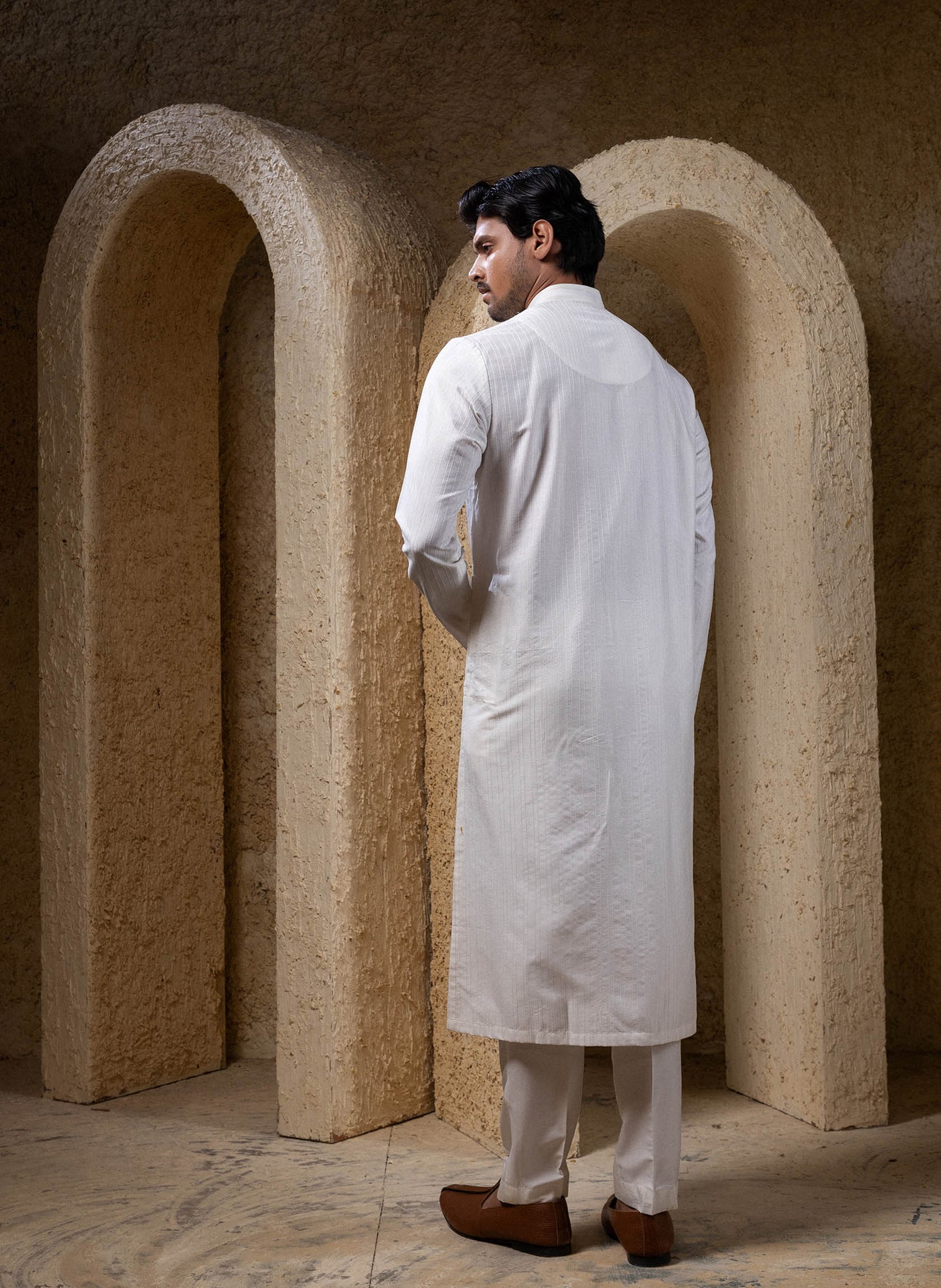 Ivory Box Pintuck Kurta Set