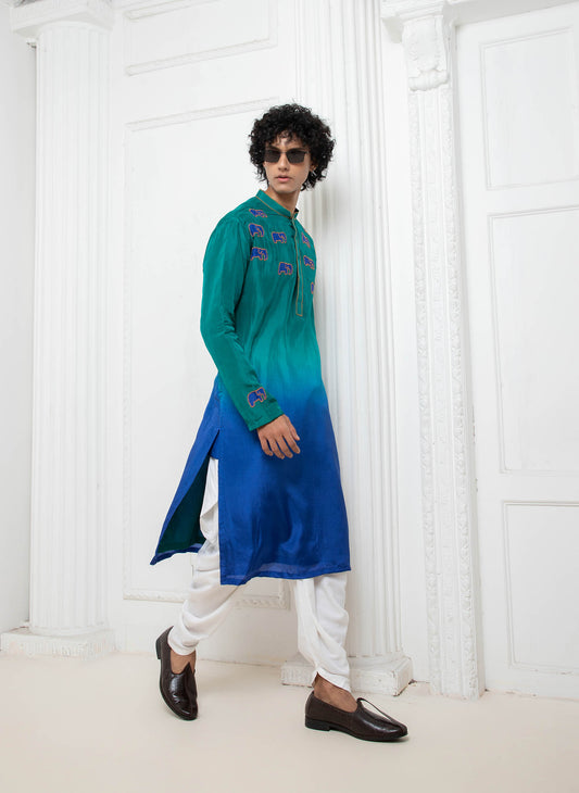Ombre Embroidered Kurta Set