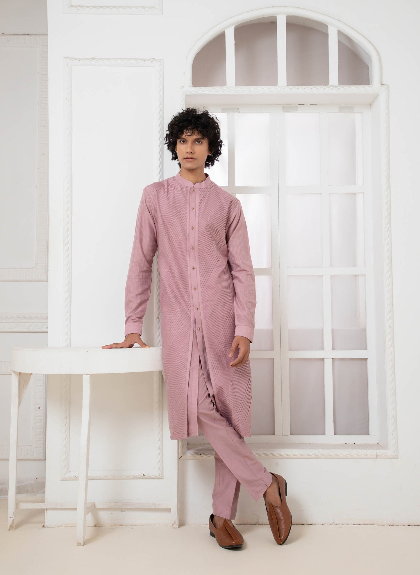 Purple Pintuck Kurta Set
