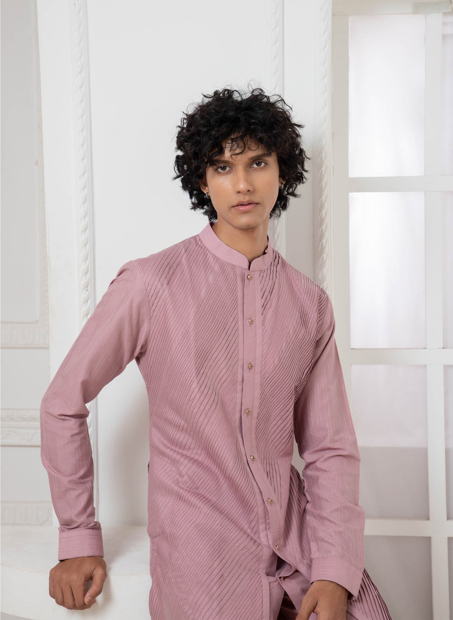 Purple Pintuck Kurta Set