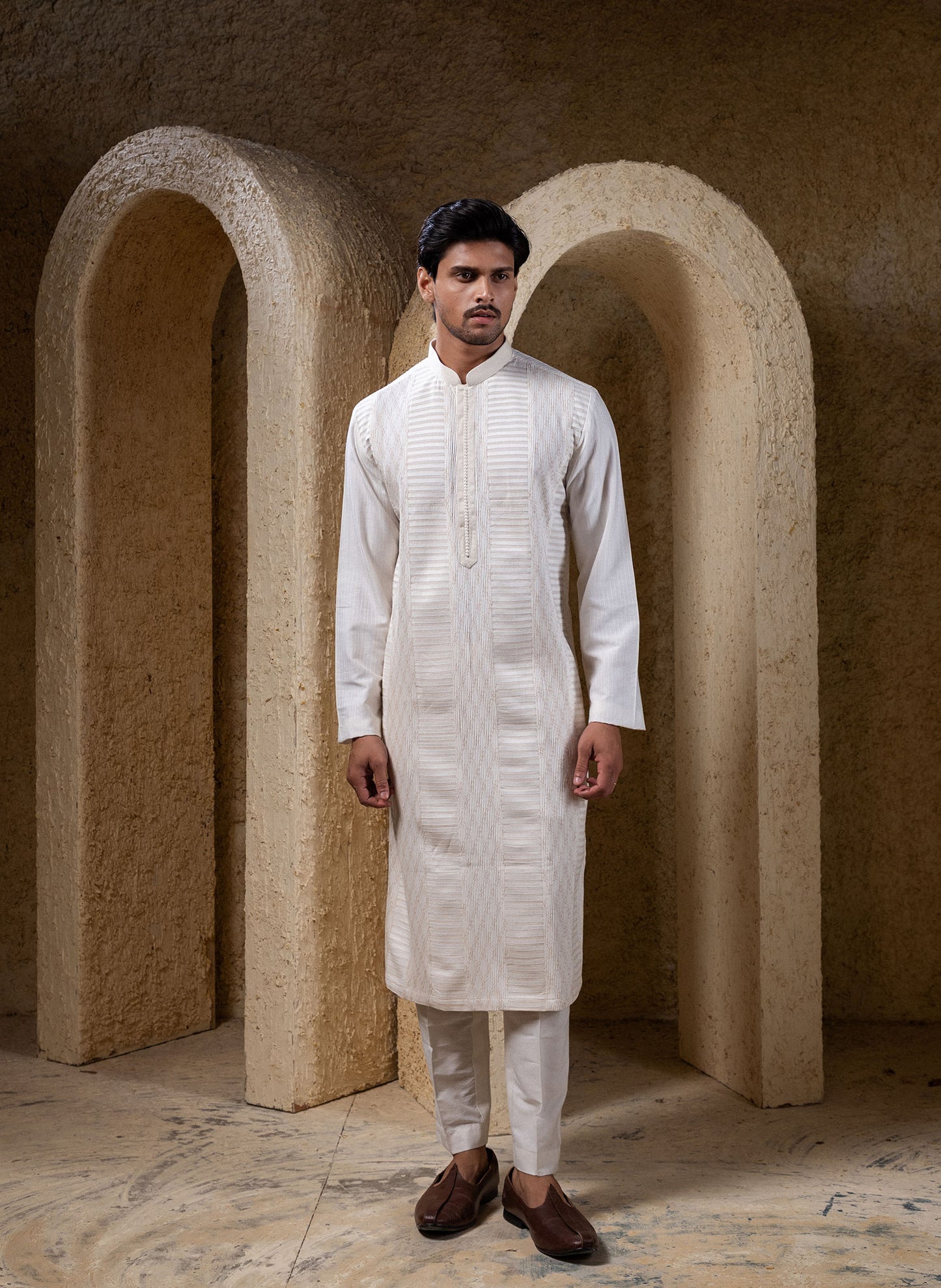 Offwhite Pintuck Kurta Set