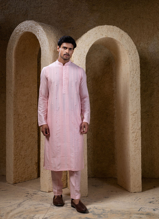 Pink Pintuck Kurta Set