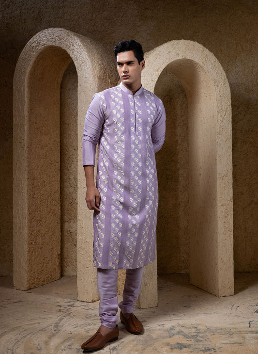 Mauve Purple Embroidered Kurta Set