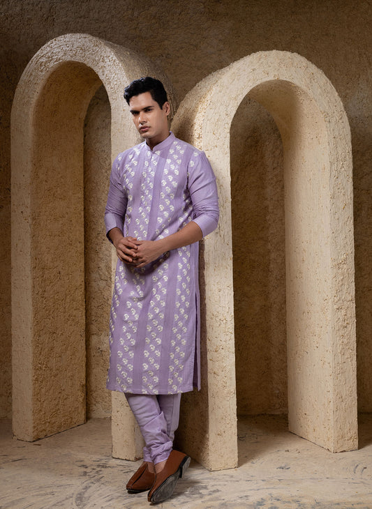 Mauve Purple Embroidered Kurta Set