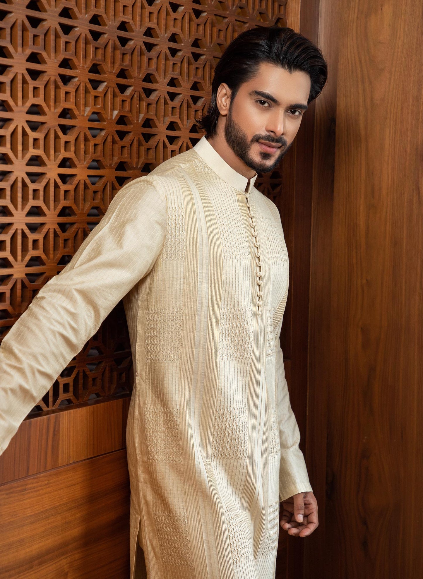 beige-pintuck-kurta-set