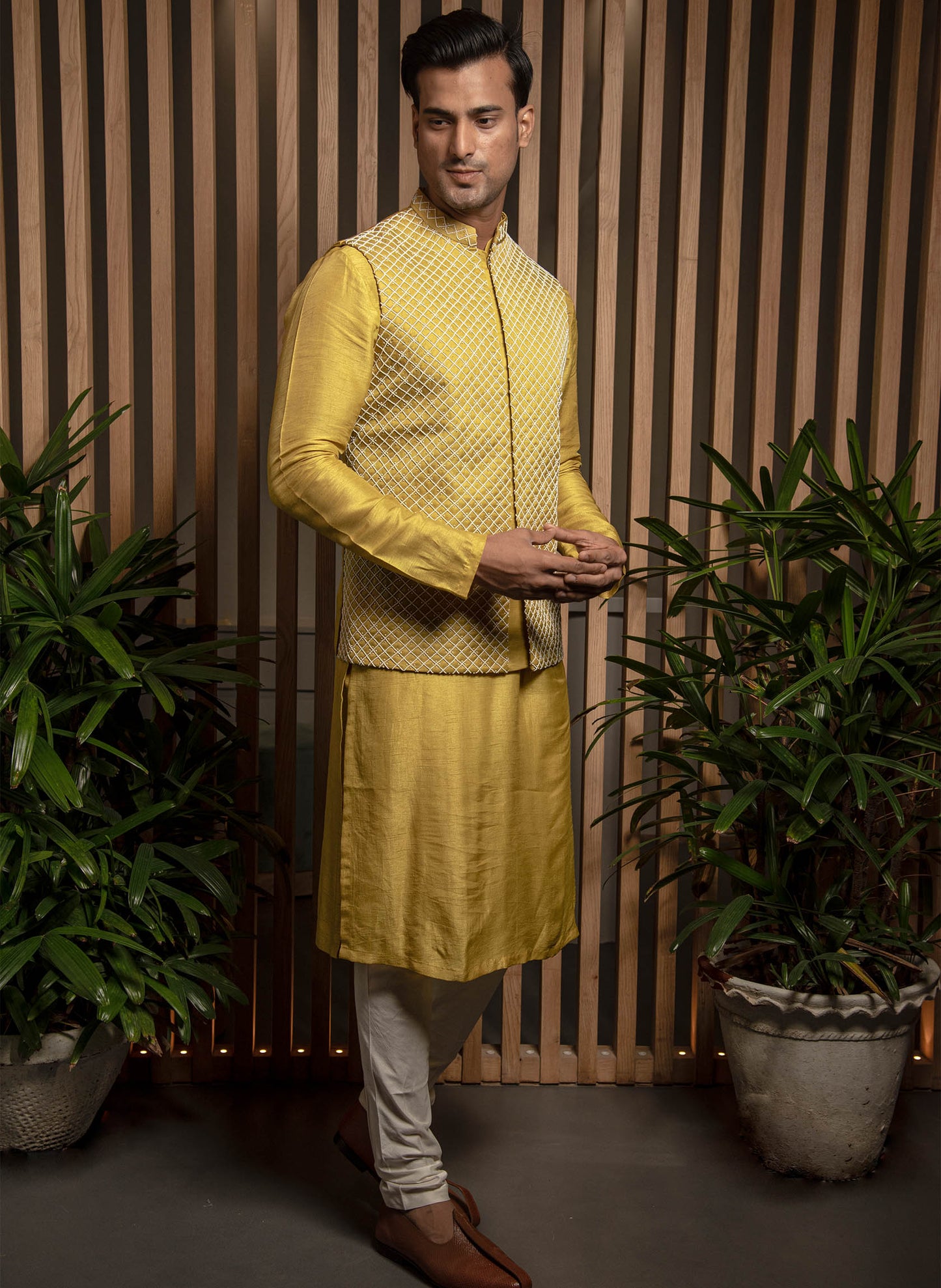 warm-olive-embroidered-bandi-with-kurta-set