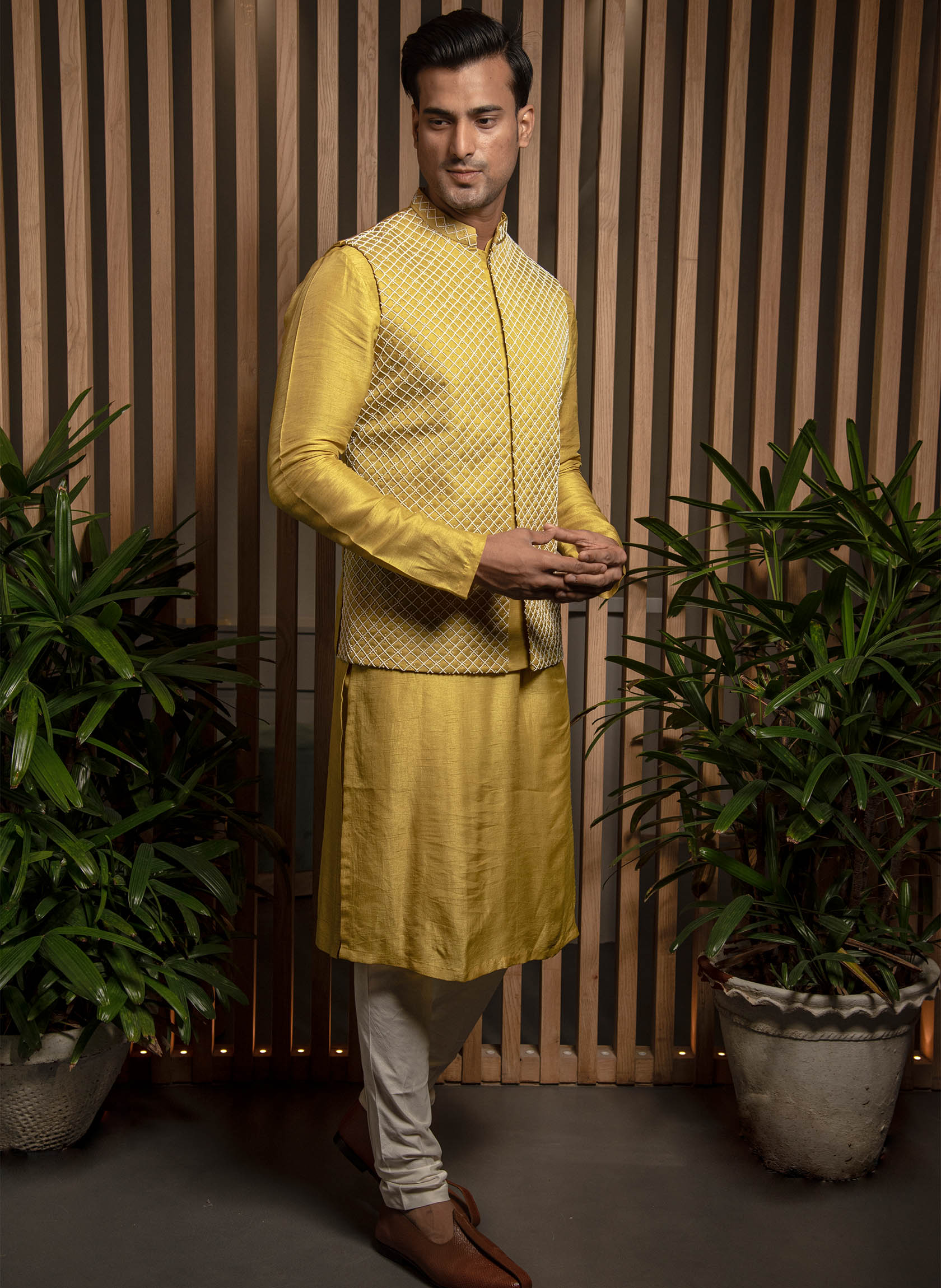 warm-olive-embroidered-bandi-with-kurta-set