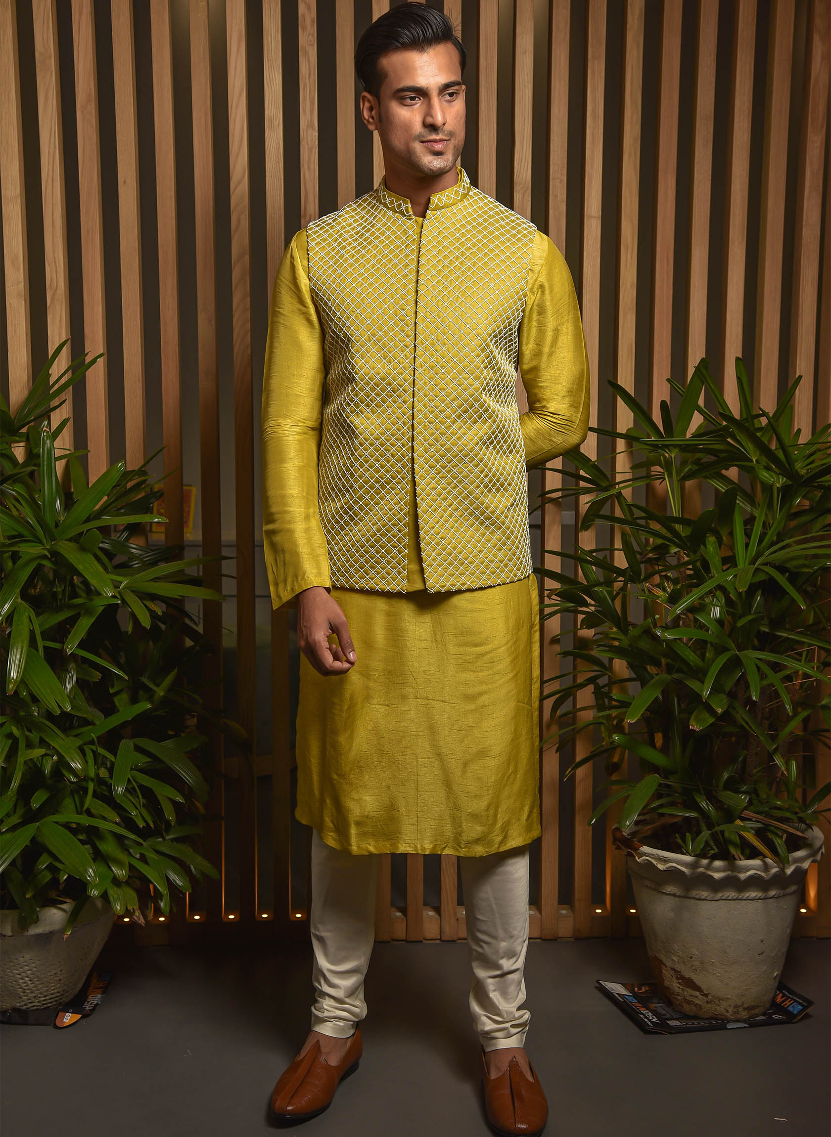 warm-olive-embroidered-bandi-with-kurta-set