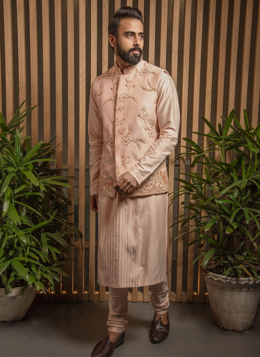 pink-embroidered-bandi-with-kurta-set