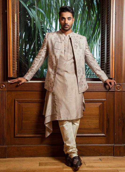 embroidered-bandhgala-with-drape-kurta-set