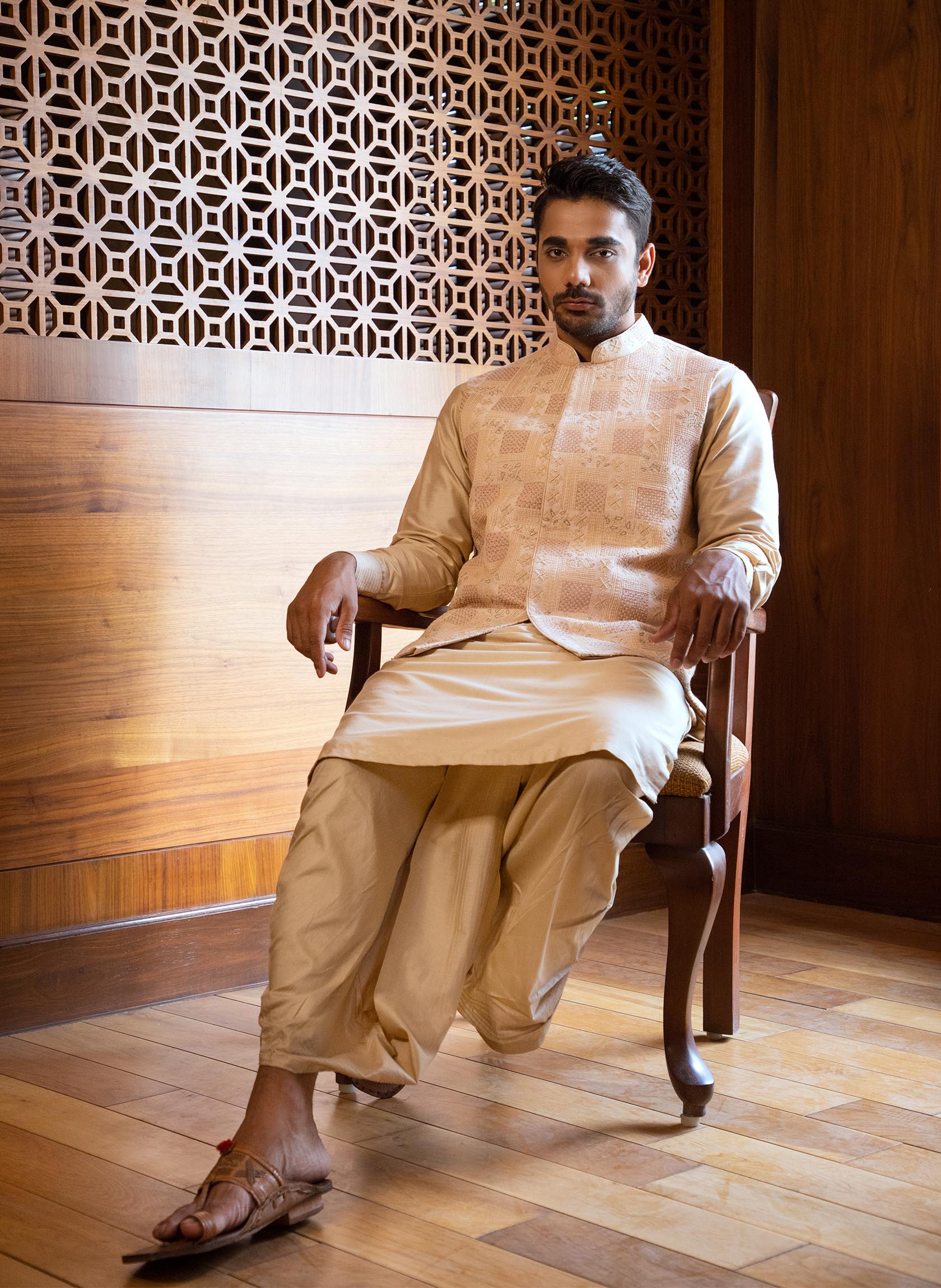 fawn-hand-embroidered-jacket-with-kurta-and-dhoti