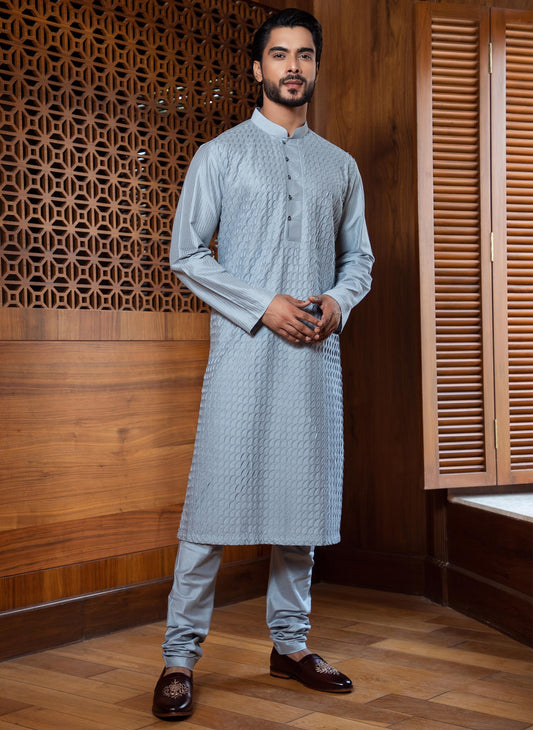 frost-blue-shell-tucks-kurta-set