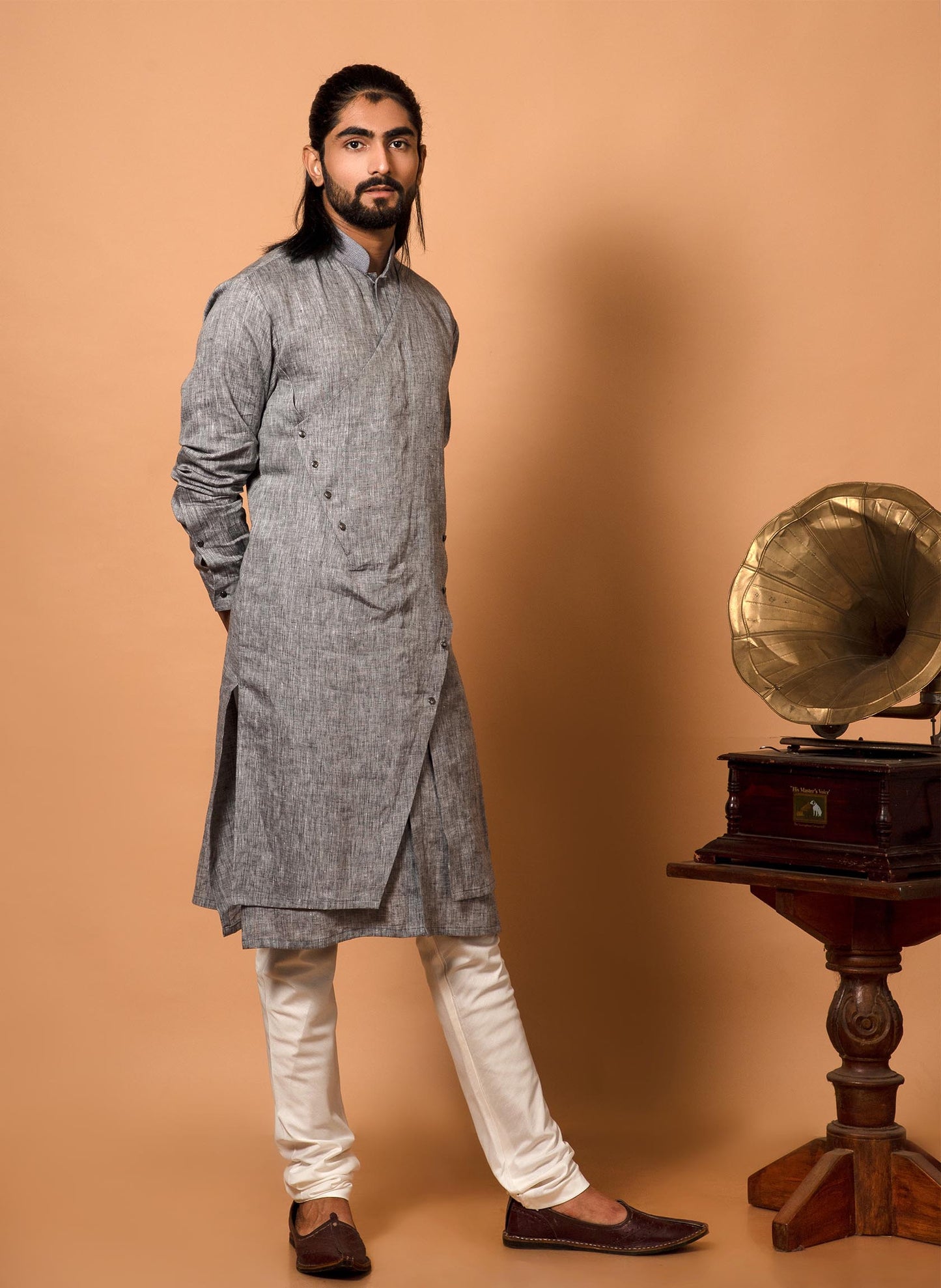 grey-linen-kurta-set
