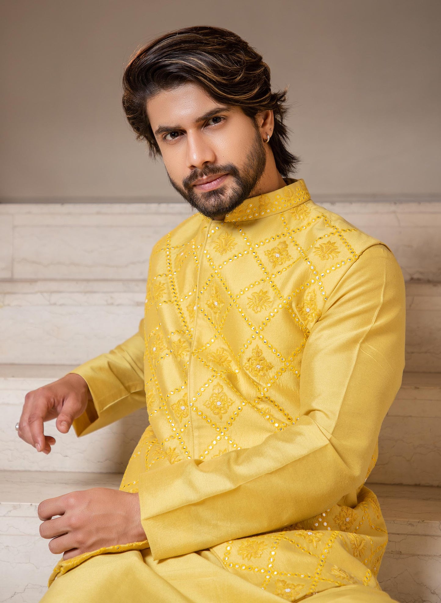 lemon-yellow-mirror-jacket-with-kurta-set
