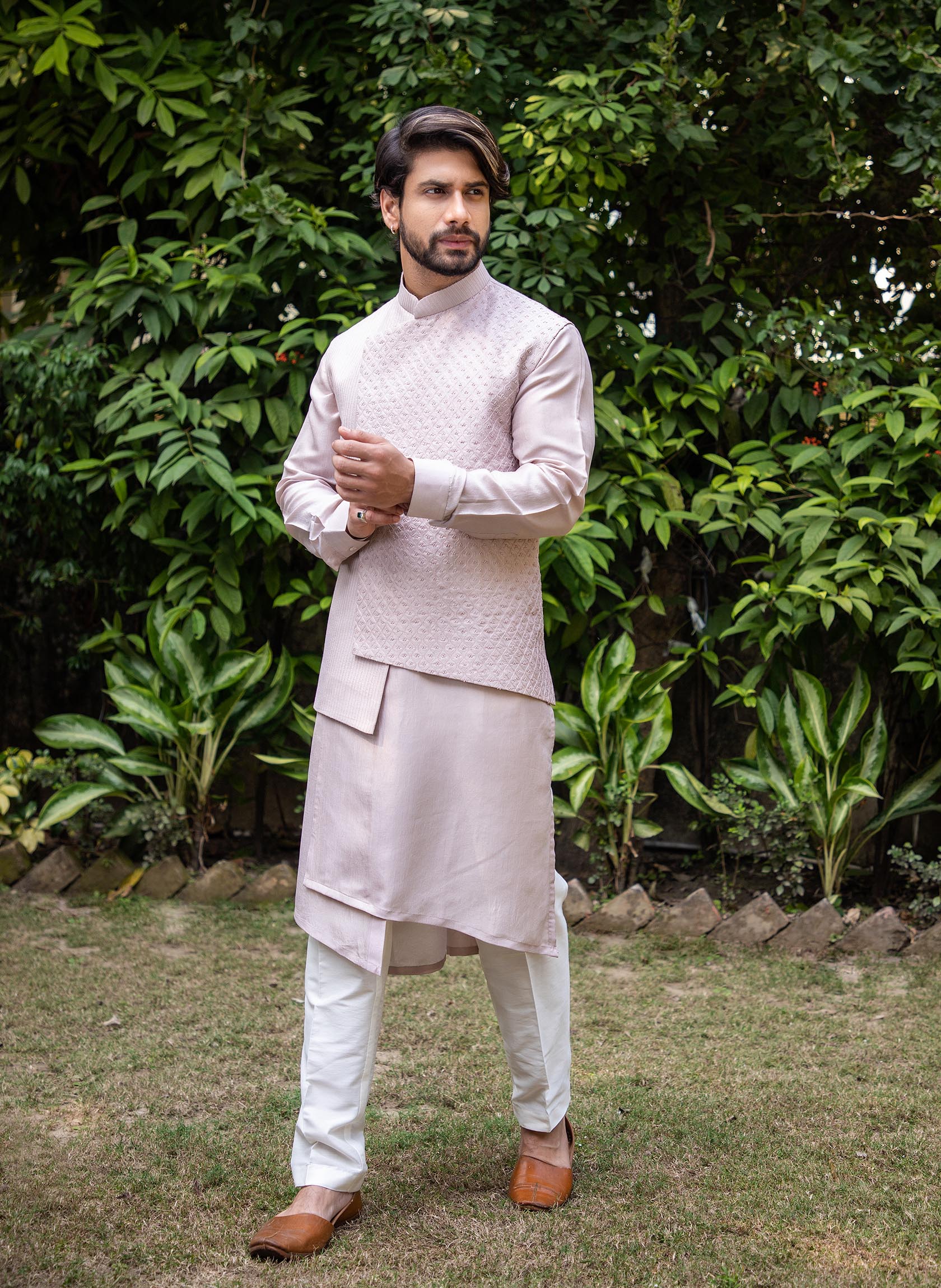 Kurta Pajama One Side Design Kurta Pajama Pant Cut Lilac Side