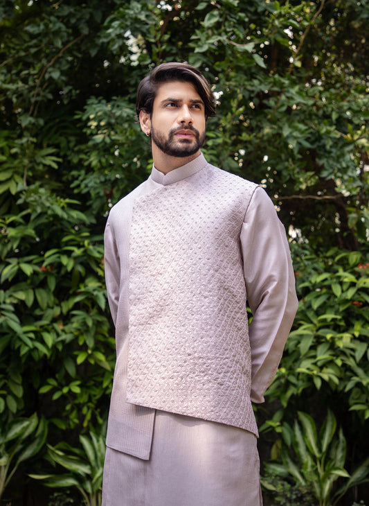 lilac-side-cut-high-low-jacket-with-kurta-set