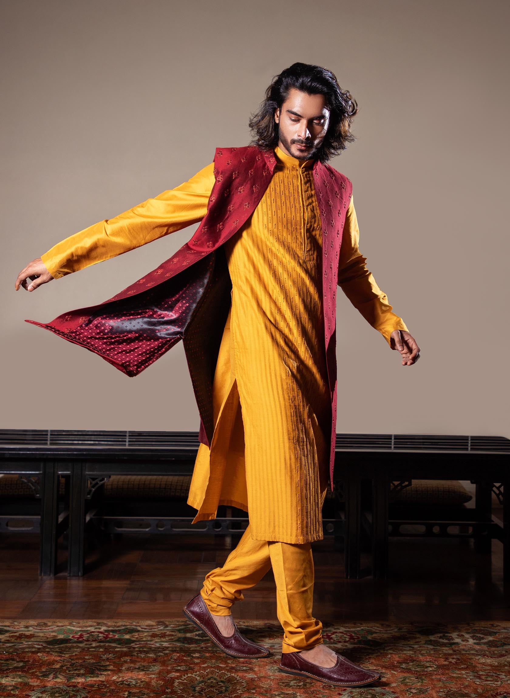 maroon-embroidered-jacket-with-honey-kurta-set