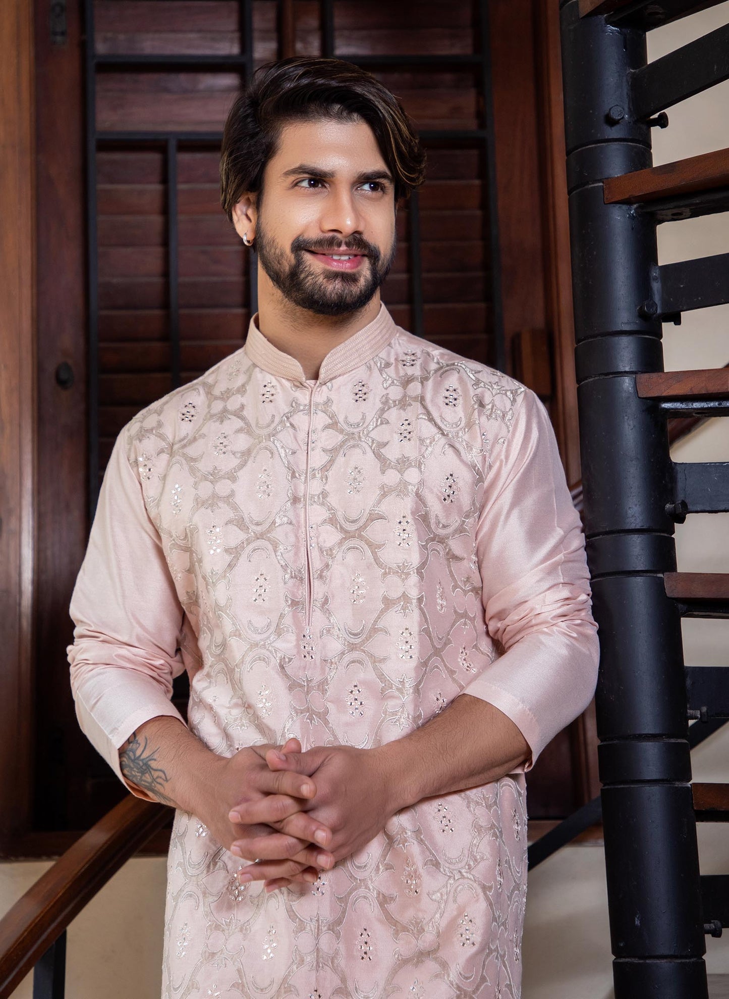 Powder Pink Applique Kurta Set