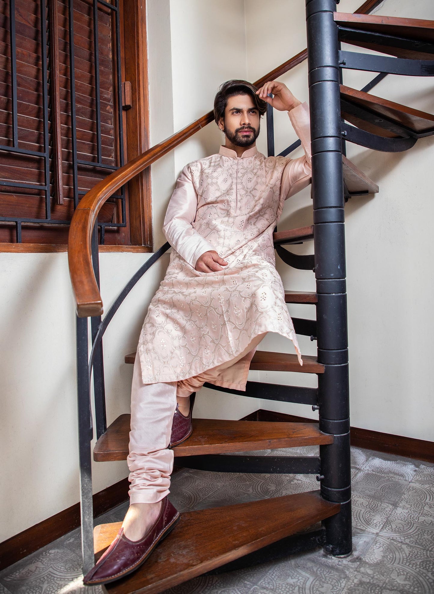 Powder Pink Applique Kurta Set